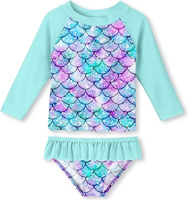 Maillot de bain 2 pièces anti-éruption cutanée à manches longues pour bébé fille