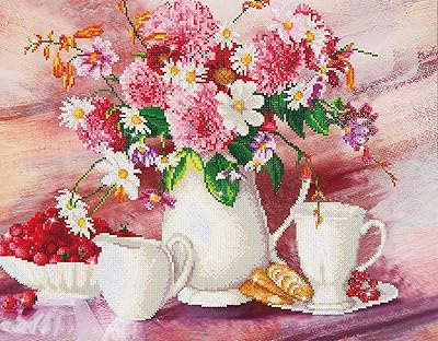 Ensemble de coloriage pour débutants diamond dotz, tea time romantique, 72 x 56
