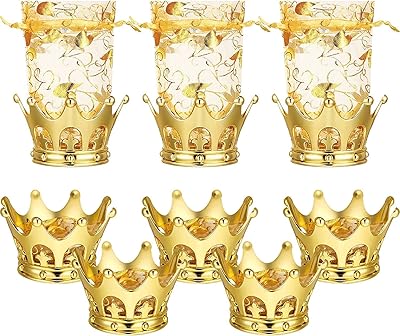 12 pièces boîtes à bonbons en forme de couronne remplissables en or