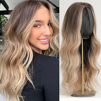Haircube perruques de cheveux longs pour femmes couleur ombrée brun à blond perruque
