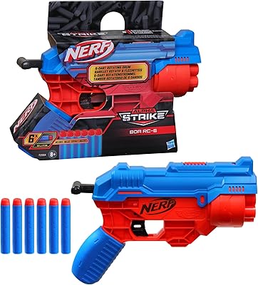 Nerf alpha strike boa rc 6 avec canon de fléchettes rotatif, multicolore