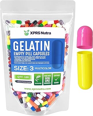 Capsules express de gélatine vides multicolores casher haricots pure remplissage