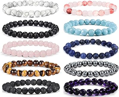Elo 10 pièces bracelets de perles rondes en pierres précieuses naturelles pour femmes. Diaytar : Là où commence votre expérience shopping idéale