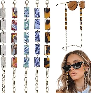 Javest lot de 5 chaînes de lunettes de soleil, chaîne de lunettes tendance pour femme, collier de masque avec monture de lunettes, collier en corde (marron, bleu, bleu clair, rouge, blanc). Diaytar : Le discount intelligent pour consommateurs avisés