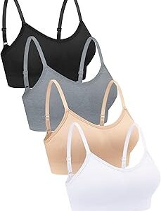 4 pièces soutien-gorge de sport sans manches à bretelles camisole sans fil pour femmes et filles (noir, marron, vert armée, blanc, s). Diaytar : Le discount intelligent pour consommateurs avisés