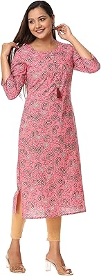 Vihan impex chemisier kurta indien décontracté à imprimé cachemire pour femme en rose