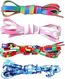 4 paires de lacets plats à motif coloré gorexy pour femmes