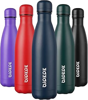 Bouteilles d'eau isolées en acier inoxydable pjpk bk 17oz/500ml, garde l'eau froide pendant 24 heures et chaude pendant 12 heures, bouteilles d'eau pour l'école - bleu marine. Révolutionnez votre façon d'acheter avec Diaytar