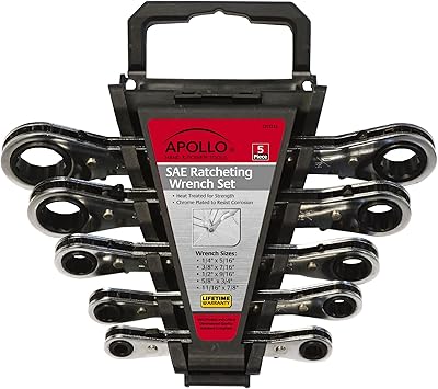 Jeu de 5 clés à cliquet apollo tools dt1212 sae, noir