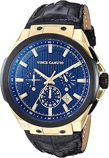 Montre multifonction pour homme vince camuto avec bracelet en cuir gris croco