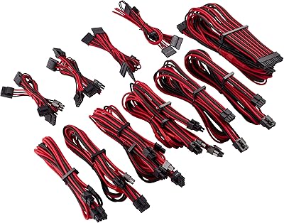 Jeu de câbles d'alimentation corsair pro premium à couverture unique - rouge/noir, garantie