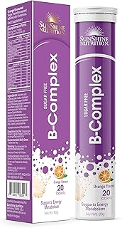 Comprimés effervescents sans sucre sunshine nutrition du complexe b, 20 comprimés