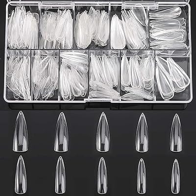 500pcs faux ongles conseils acryliques transparents demi-pointus avec boîte opération simple adaptés au