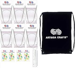 Ensemble d'aiguilles à tricoter circulaires artsiga crafts steelix avec sac de projet