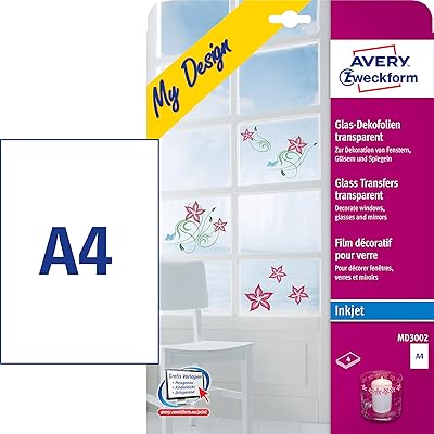 Autocollants en verre imprimables sans adhésif avery md3002 pour imprimantes à jet d'encre