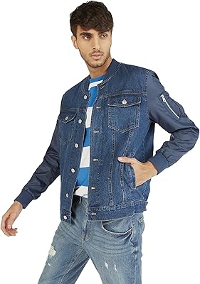 Blouson aviateur en jean lee cooper pour hommes avec manches longues et poches