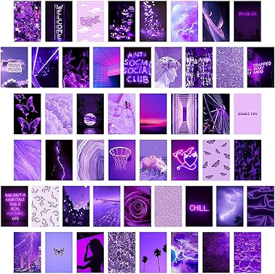Alikdon 50 pièces d'images murales violettes esthétiques ensemble de 4x6 pouces
