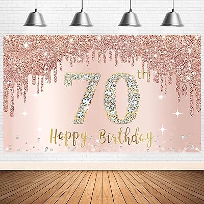 Bannière de toile de fond pour 70e anniversaire pour femme, fournitures de bannière