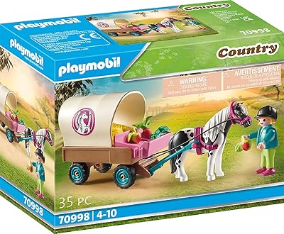 Ensemble de jeu playmobil country pony farm avec chariot spacieux et housse amovible