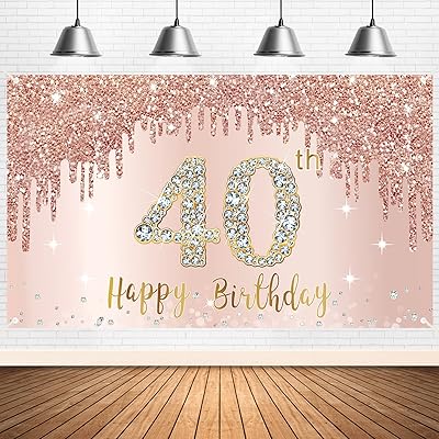 Décorations de toile de fond de bannière de joyeux 40e anniversaire pour femmes