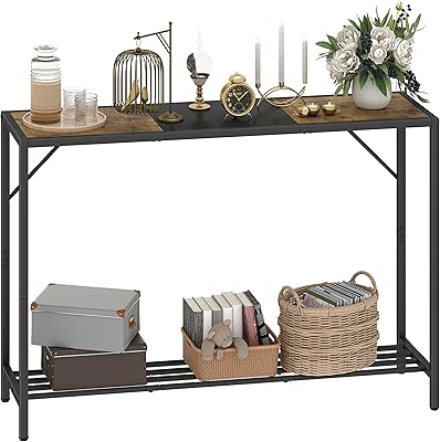 Table console de 41,5 pouces avec étagère de rangement, table de canapé étroite
