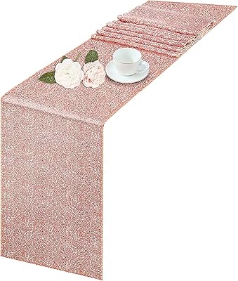 Chemin de table en satin, chemin de table à paillettes or rose