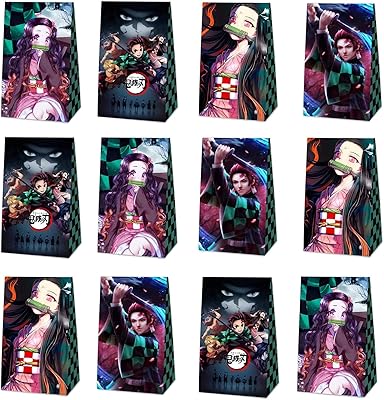 12 pièces sacs de cadeaux de fête demon slayer pour les fans d'anime