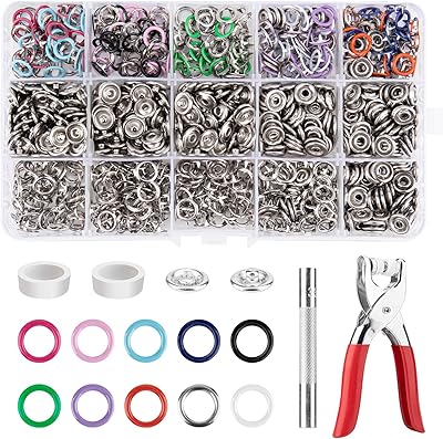 200 boutons-pression en métal de 9,5 mm avec pince de serrage, kit d'outils