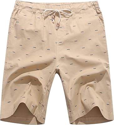 Short d'été décontracté en lin pour homme, coupe classique, avec taille et poches
