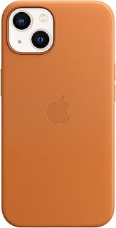 Étui en cuir apple avec technologie magsafe pour (iphone 13) - marron doré