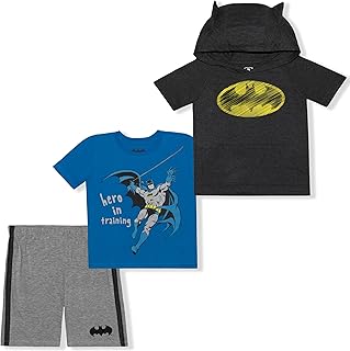 Ensemble t-shirt à capuche et short pour garçons dc comics - bleu/noir/gris