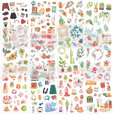 12 feuilles d'autocollants à friction pour scrapbooking, autocollants de fleurs, autocollants décoratifs, autocollants