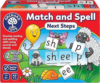 Jeu de société orchard toys match and spell next steps, multicolore