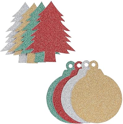 Formes de noël en papier pailleté (48 pièces) - artisanat pour enfants