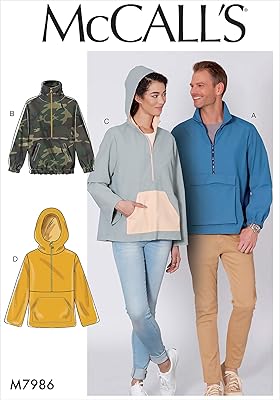 Mccall's patterns mccall veste pour hommes et femmes, tailles s-l, motif de points