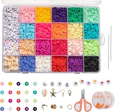Kit de perles d'argile, 4930 pièces de perles polymères en forme de lettre