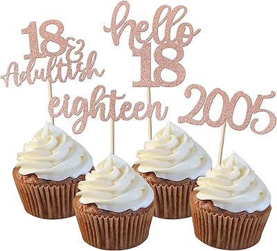 Lot de 24 décorations de cupcakes pour 18e anniversaire dix-huit depuis
