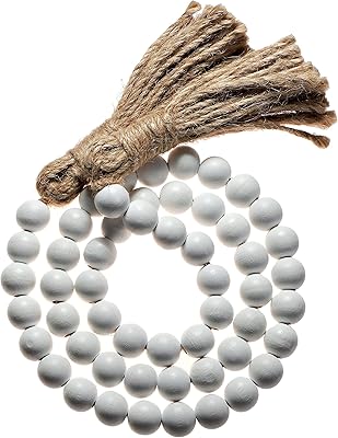 Couronne de perles en bois blanches avec pompons couronne décoratives en bois