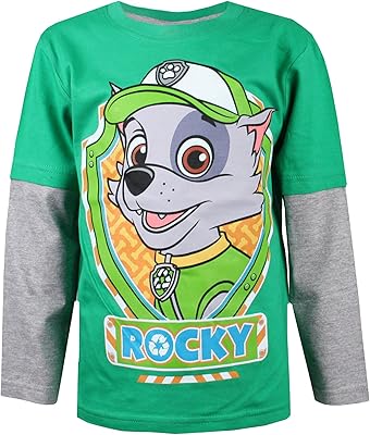 T-shirt à manches longues en coton pour enfants paw patrol rocky shield