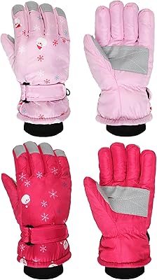 2 paires de gants de ski d'hiver pour enfants, gants de neige imperméables