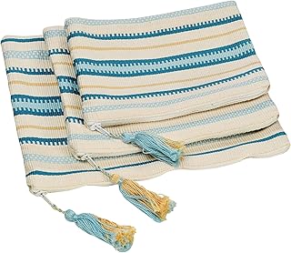 Trousse de toilette abu dhabi crafts avec motif sadu simple, blanc et bleu