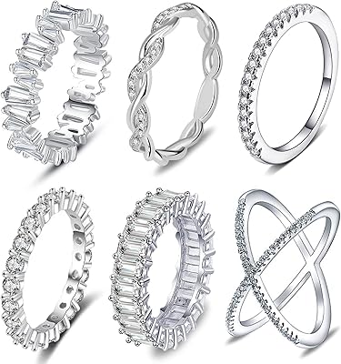 6 pièces bracelet éternité en zircone cubique pour femmes, simple, empilable, corde torsadée