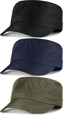 Paquet de 3 chapeaux de cadets de l'armée casquettes plates réglables chapeau