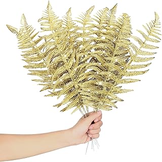 12 pièces feuilles de noël artificielles à paillettes, feuilles tropicales, arbres de noël