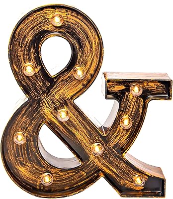 Glintee ampersand bannière led marquise lettre lumières style vintage allumer 26 alphabet lettre