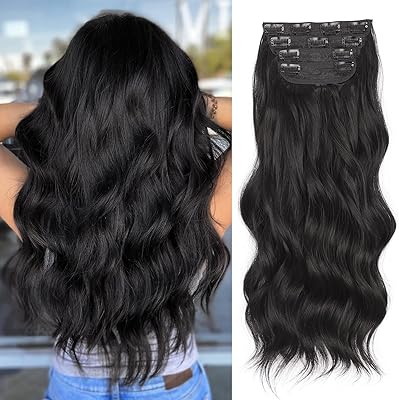Shnmin 20 pouces extensions de cheveux à clips extensions de cheveux longs ondulés