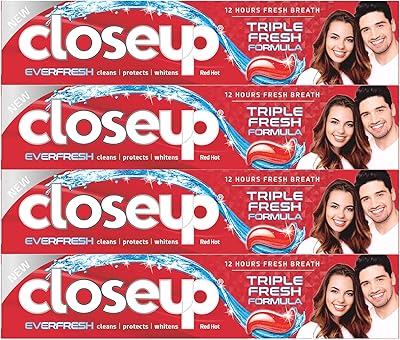 Dentifrice gel closeup triple fresh formula, rouge vif, 75 ml (paquet de 4)