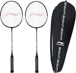 Raquette de badminton en aluminium li-ning xp-70-iv, lot de 2 (noir/or)