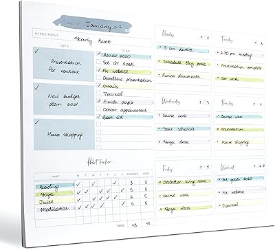 Cahier de planification hebdomadaire - calendrier quotidien et mensuel 2022, liste de tâches