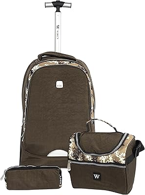 Sac à dos scolaire roulettes warez 3 pièces ensemble tout-en-un avec deux